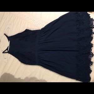 Navy Blue Lace Detailed Dress